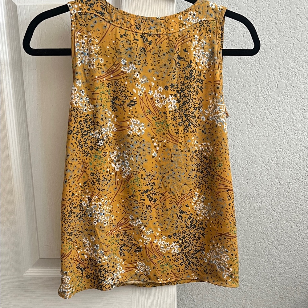 LOFT Mustard Floral Sleeveless Blouse